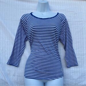 Retired Michael Kors Blue and White Striped 3/4 Sleeve Shirt